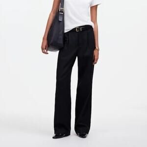 NWT Madewell The Tall Slouchy Straight Pants In Drapey Twill True Black 00 Tall